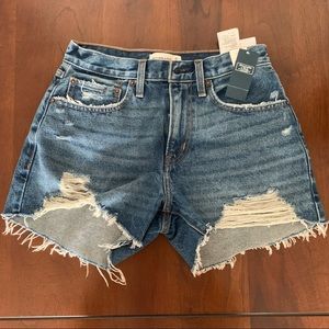 A&F Curve Love Mid Rise Boyfriend Denim Shorts